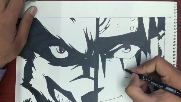 How to draw Naruto and Kurama