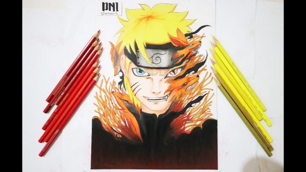 Рисунок Наруто и Курамы