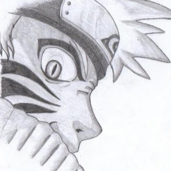 Простым карандашом Наруто с девятихвостым