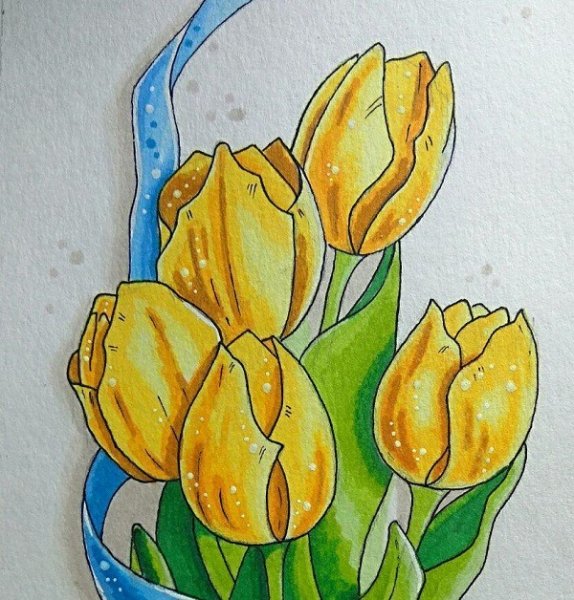 Тюльпаны маркерами