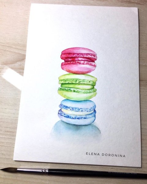 Скетчинг макаруны акварель