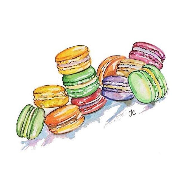 Акварельные сладости макарон