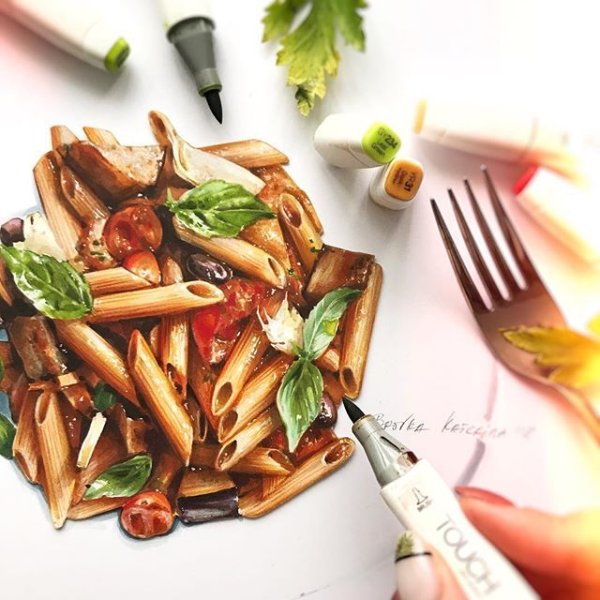 Макароны скетч маркерами