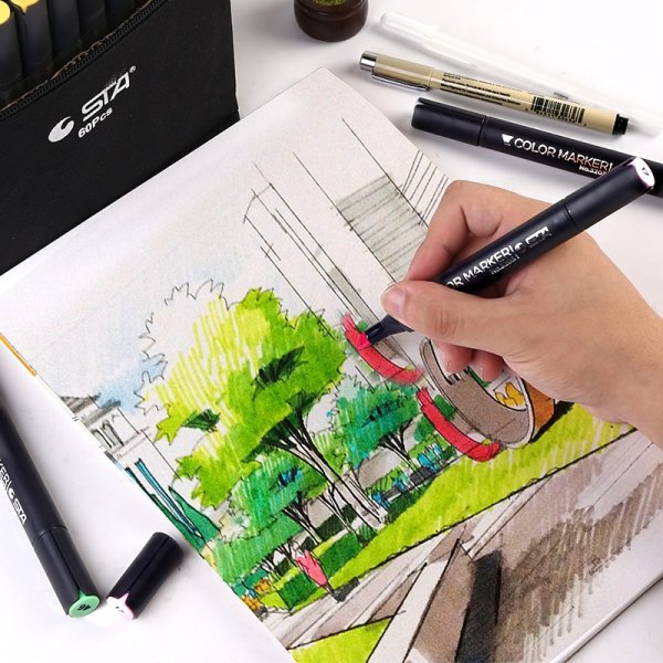 Рисунки маркерами животные