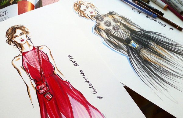 Модные иллюстрации фломастерами