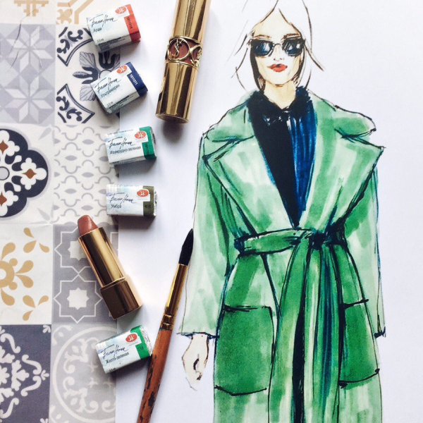 Фэшн иллюстрация маркерами