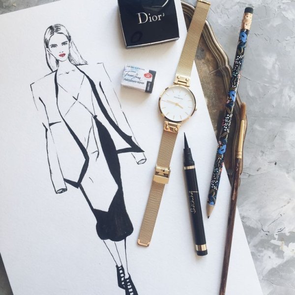 Фэшн иллюстрация маркерами