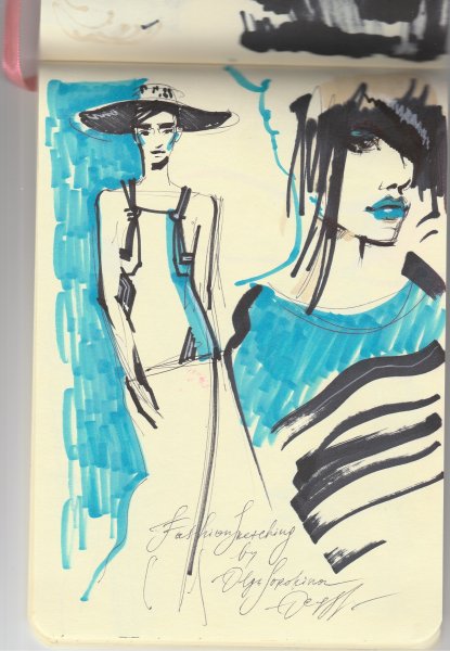 Фэшн иллюстрация маркерами