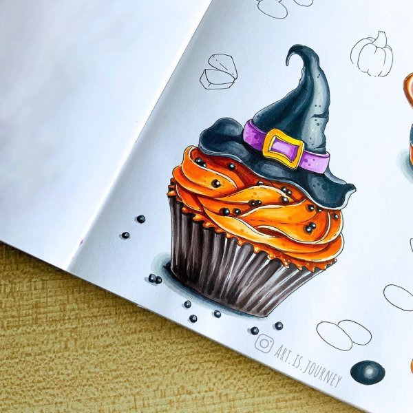 Скетчинг Хэллоуин маркерами