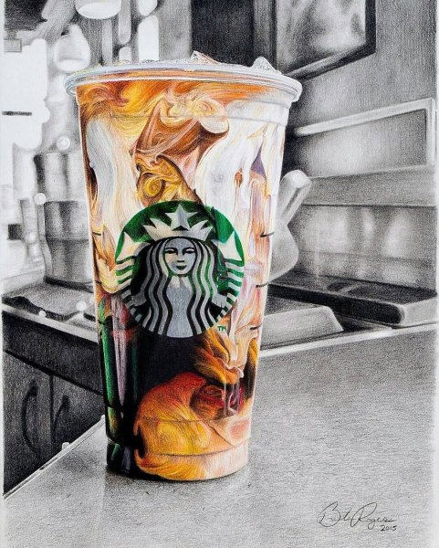 Кофе Старбакс акварелью