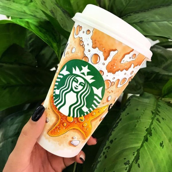 Скетчи маркерами кофе Старбакс