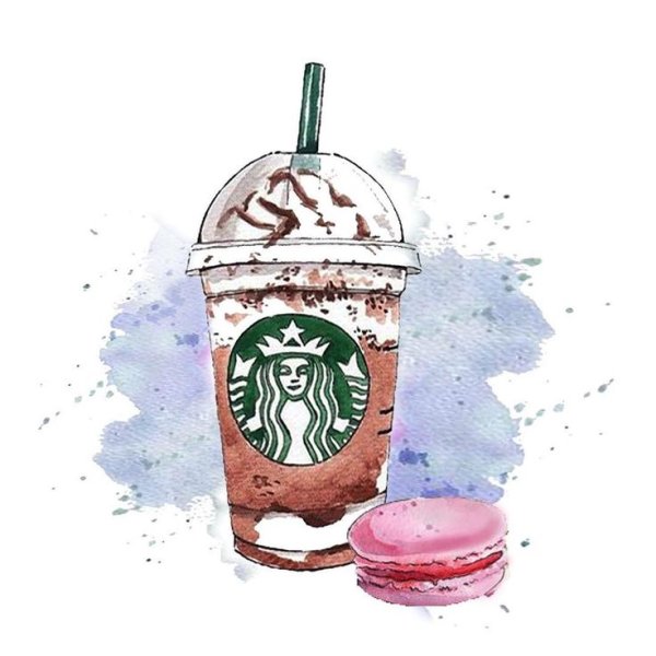 Кофе Старбакс акварелью