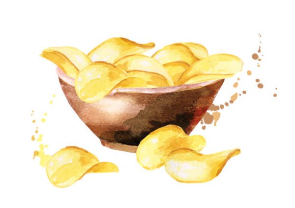 Пачка чипсов акварелью