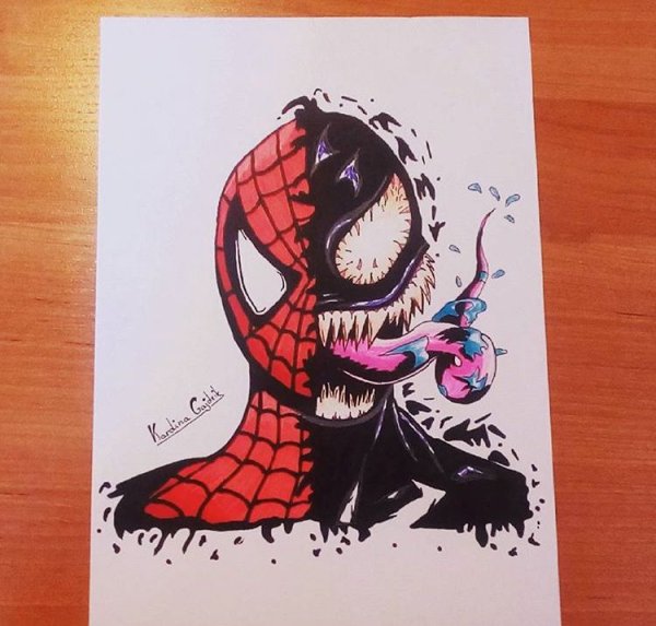 Веном рисунок маркером