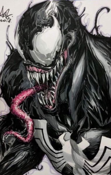 Веном скетч маркерами