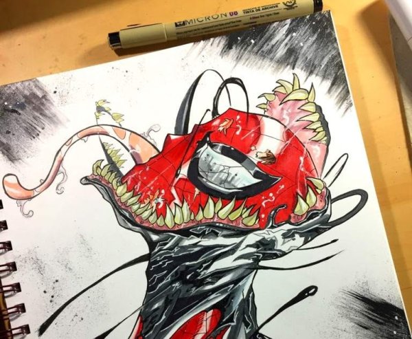 Веном скетч маркерами