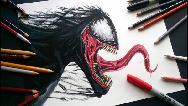 Веном рисунок маркером