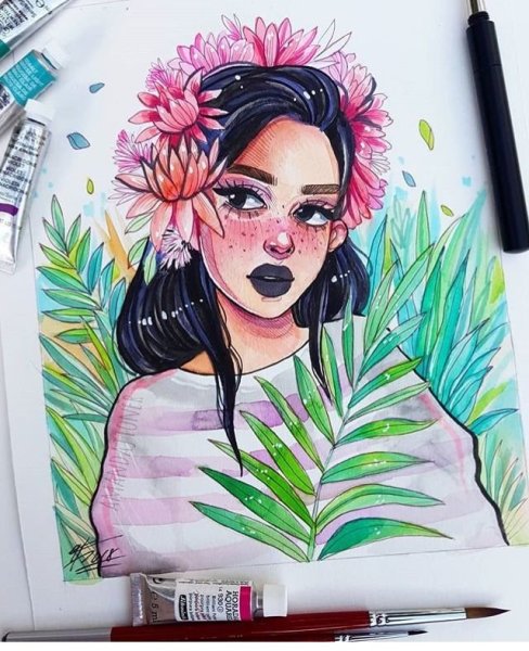 Лера Кирьякова портрет маркерами