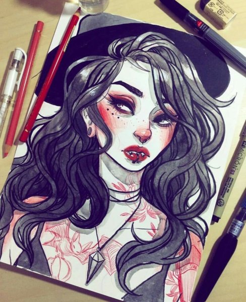 Арт маркерами девушка