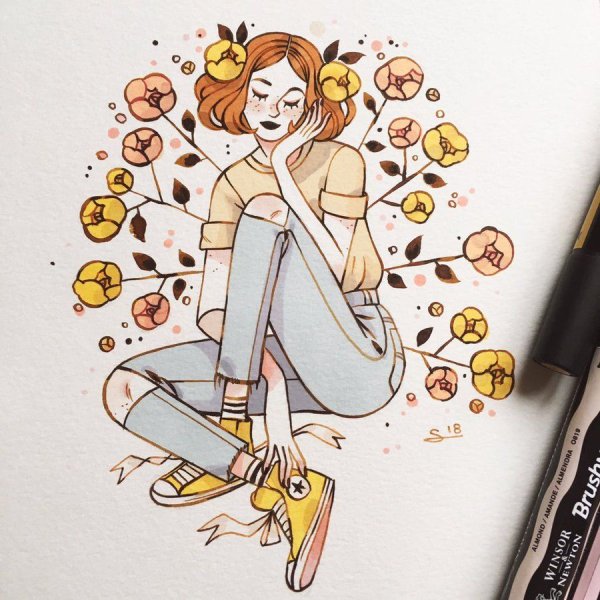 Рисунки чёрной ручкой