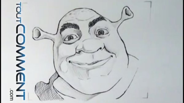 Портрет Шрека карандашом