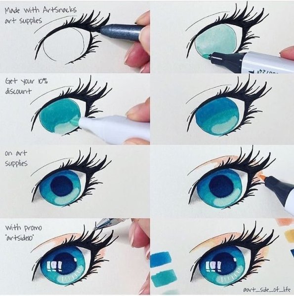 Рисование маркерами глаза