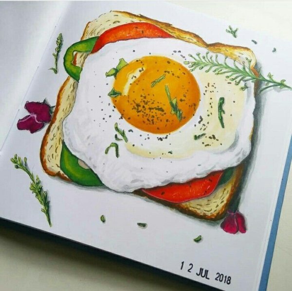 Яичница скетч маркерами