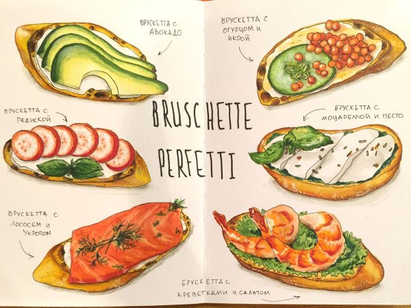 Скетчи маркерами еда бутерброд