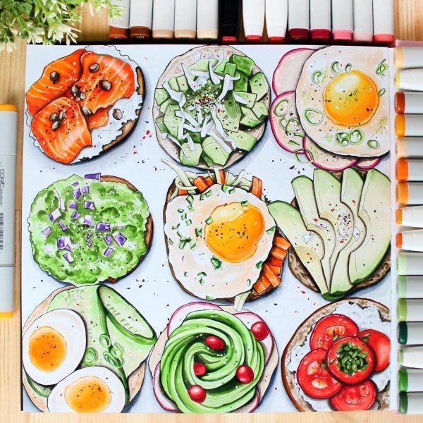 Еда в стиле скетч