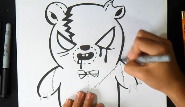 Рисунки красным фломастером