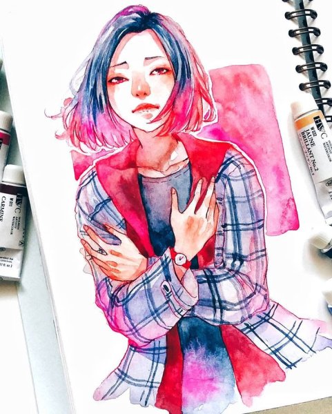 Девочка скетч маркерами