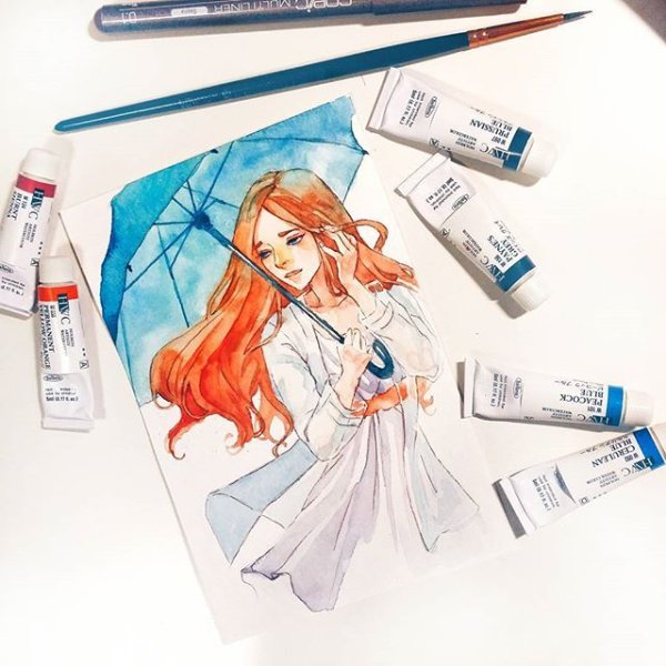 Скетчи девушек маркерами