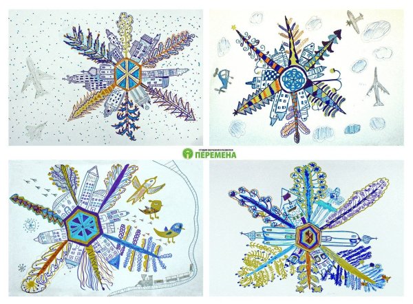 Снежинка детский рисунок