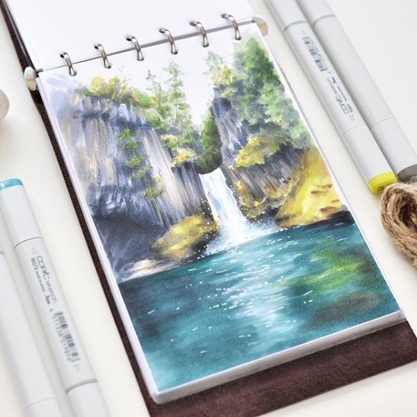 Пейзаж скетч маркерами