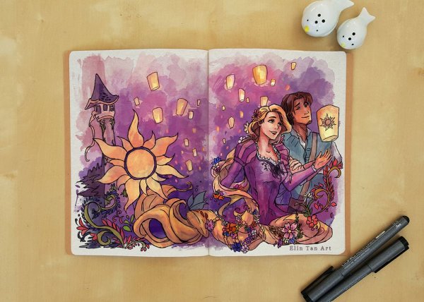 Рапунцель маркерами