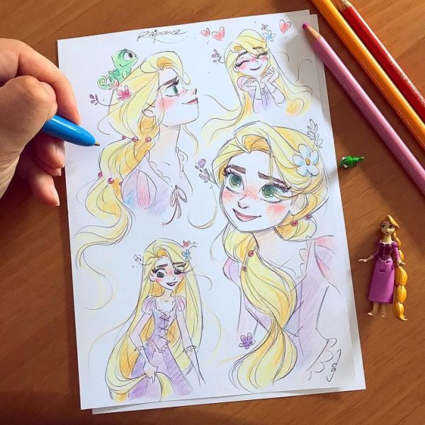 Рисунки маркерами принцессы