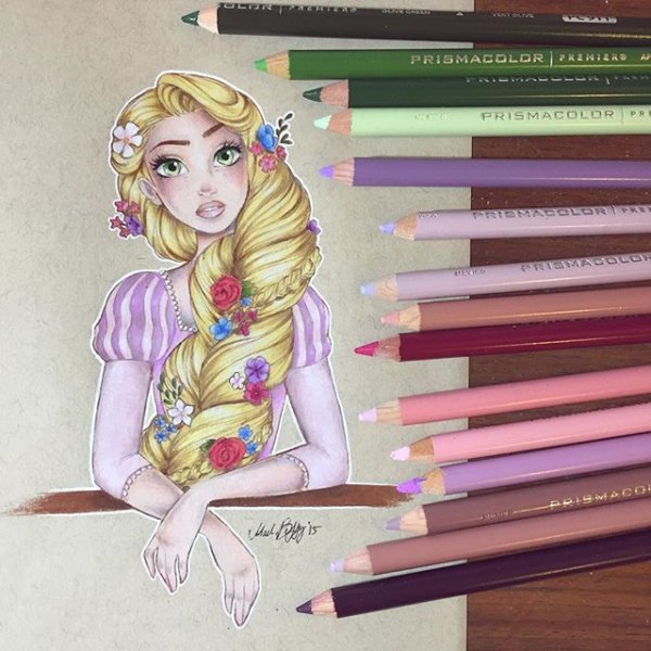 Рапунцель акварельный рисунок