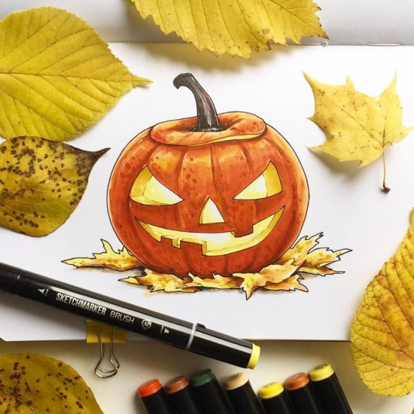 Осень маркерами