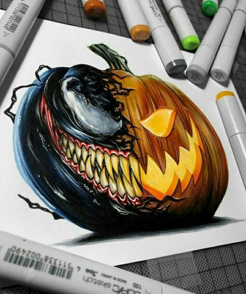 Рисунки маркерами еда