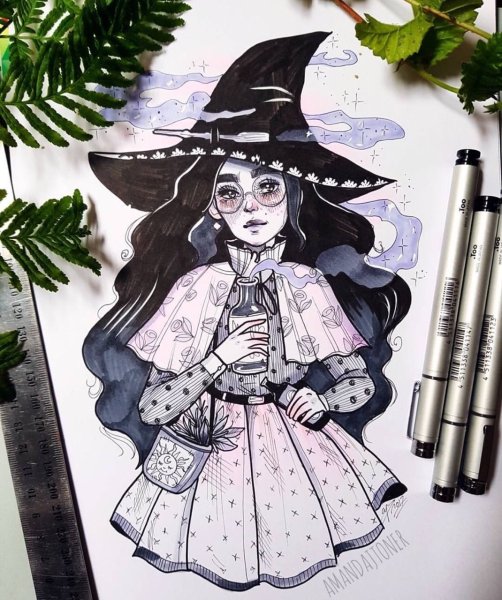 Рисунки на Хэллоуин в скетчбуке