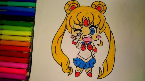 Рисование маркерами сейлормун