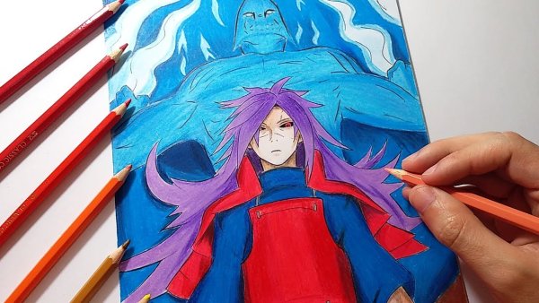 Мадара цветными карандашами