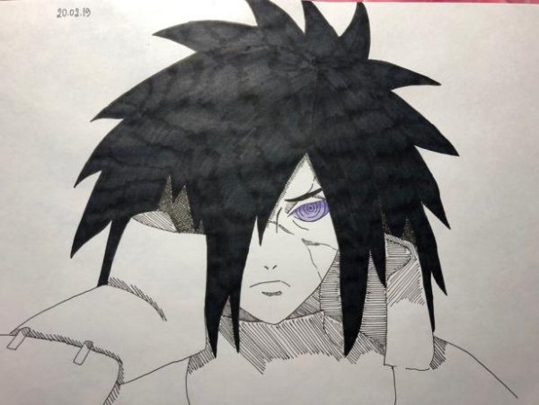 Учиха Мадара 6 путей карандашом легко