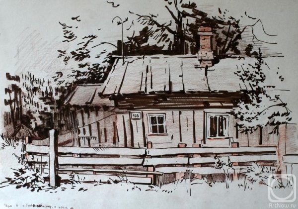 Графика пленэр в деревне