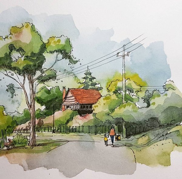 Зарисовки пейзажа акварелью