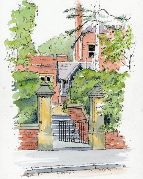 Городские зарисовки акварелью