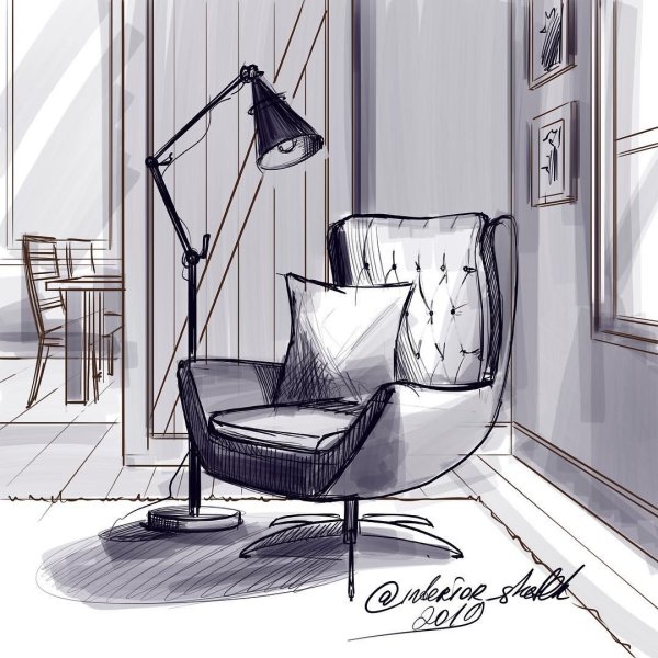 Зарисовки предметов интерьера