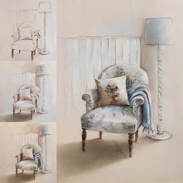 Интерьерное кресло пастелью