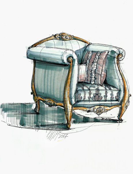 Скетчи предметов интерьера