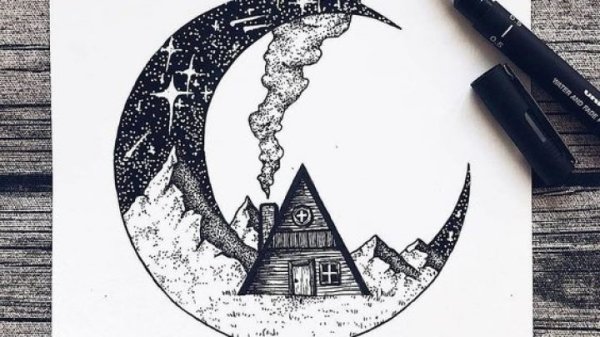 Рисунки в круге для скетчбука